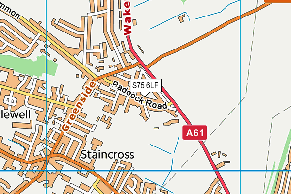 S75 6LF map - OS VectorMap District (Ordnance Survey)