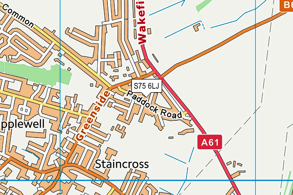 S75 6LJ map - OS VectorMap District (Ordnance Survey)