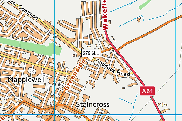 S75 6LL map - OS VectorMap District (Ordnance Survey)