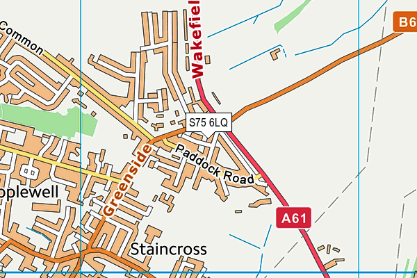 S75 6LQ map - OS VectorMap District (Ordnance Survey)