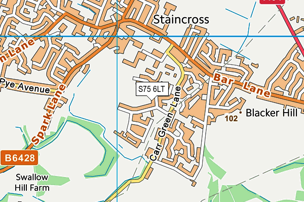 S75 6LT map - OS VectorMap District (Ordnance Survey)