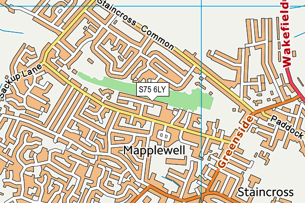 S75 6LY map - OS VectorMap District (Ordnance Survey)