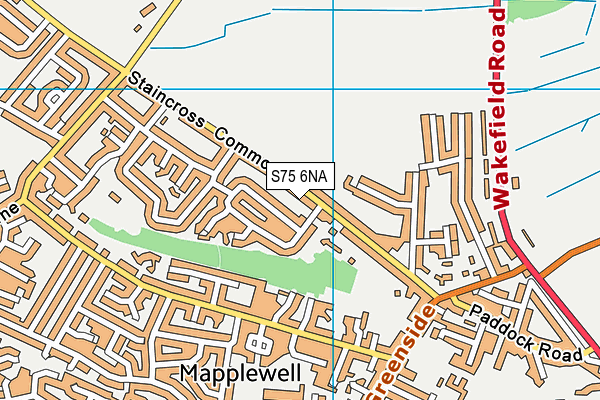 S75 6NA map - OS VectorMap District (Ordnance Survey)