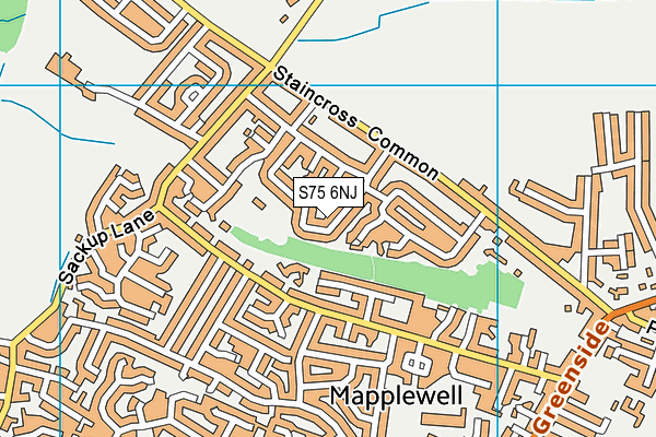 S75 6NJ map - OS VectorMap District (Ordnance Survey)