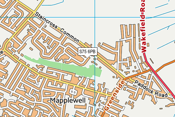 S75 6PB map - OS VectorMap District (Ordnance Survey)