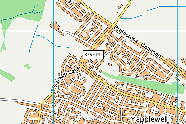 S75 6PD map - OS VectorMap District (Ordnance Survey)