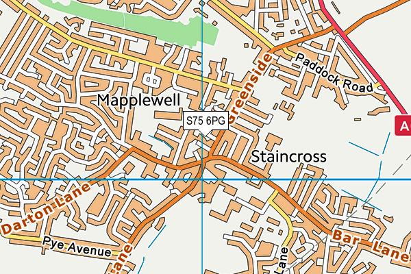 S75 6PG map - OS VectorMap District (Ordnance Survey)
