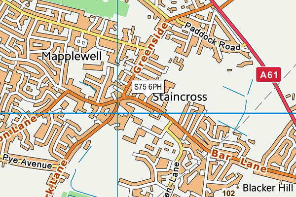 S75 6PH map - OS VectorMap District (Ordnance Survey)