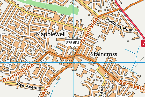 S75 6PJ map - OS VectorMap District (Ordnance Survey)