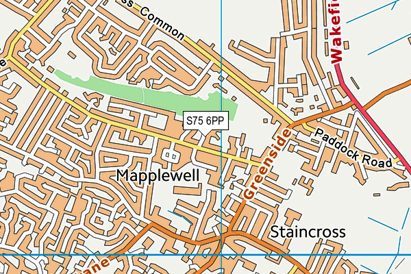 S75 6PP map - OS VectorMap District (Ordnance Survey)