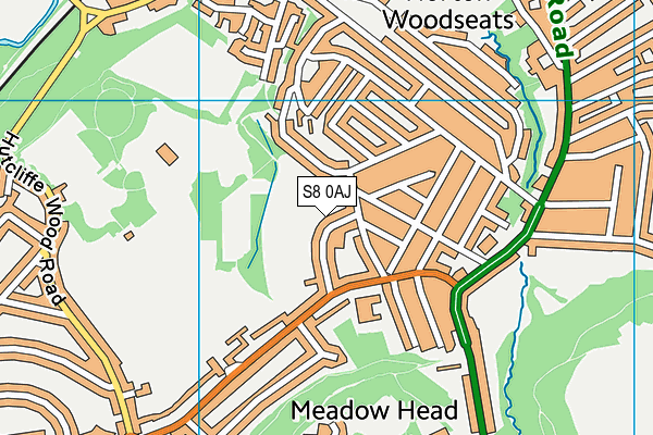 S8 0AJ map - OS VectorMap District (Ordnance Survey)