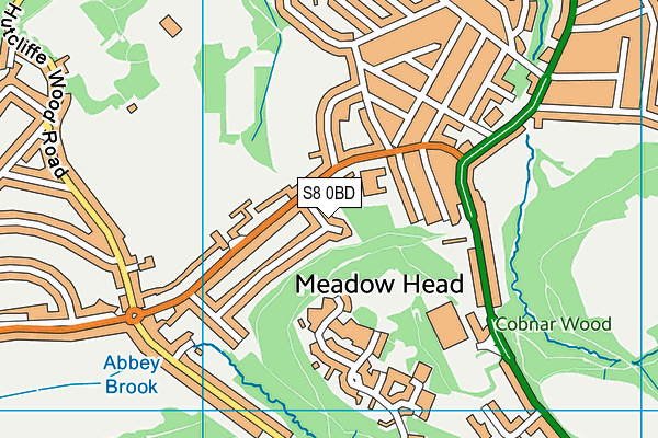 S8 0BD map - OS VectorMap District (Ordnance Survey)