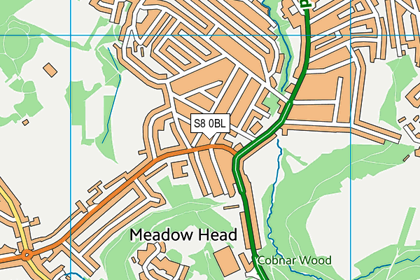 S8 0BL map - OS VectorMap District (Ordnance Survey)