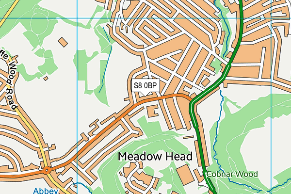 S8 0BP map - OS VectorMap District (Ordnance Survey)