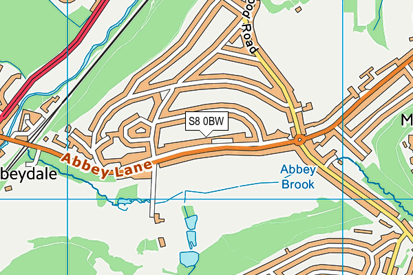 S8 0BW map - OS VectorMap District (Ordnance Survey)