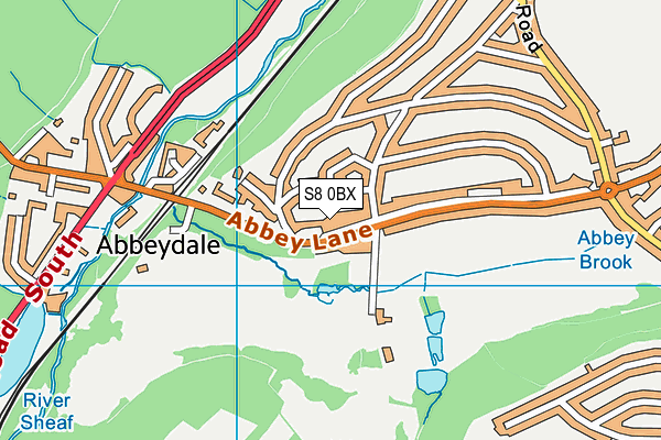 S8 0BX map - OS VectorMap District (Ordnance Survey)