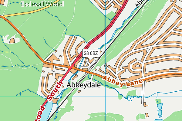 S8 0BZ map - OS VectorMap District (Ordnance Survey)