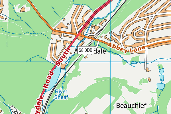 Beauchief Golf Course map (S8 0DB) - OS VectorMap District (Ordnance Survey)
