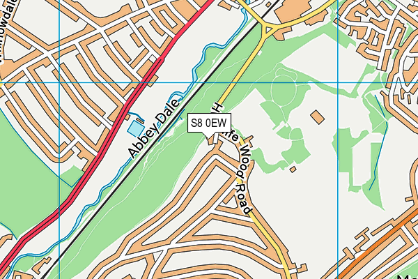 S8 0EW map - OS VectorMap District (Ordnance Survey)