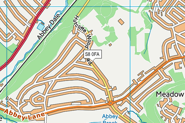S8 0FA map - OS VectorMap District (Ordnance Survey)