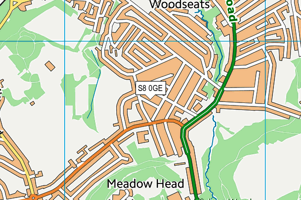 S8 0GE map - OS VectorMap District (Ordnance Survey)
