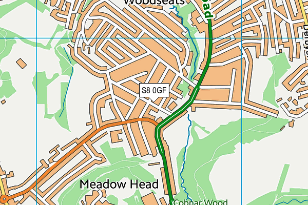 S8 0GF map - OS VectorMap District (Ordnance Survey)