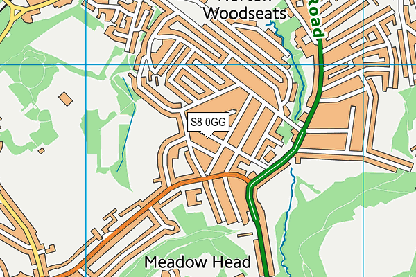 S8 0GG map - OS VectorMap District (Ordnance Survey)