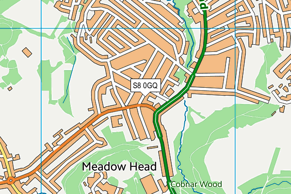 S8 0GQ map - OS VectorMap District (Ordnance Survey)