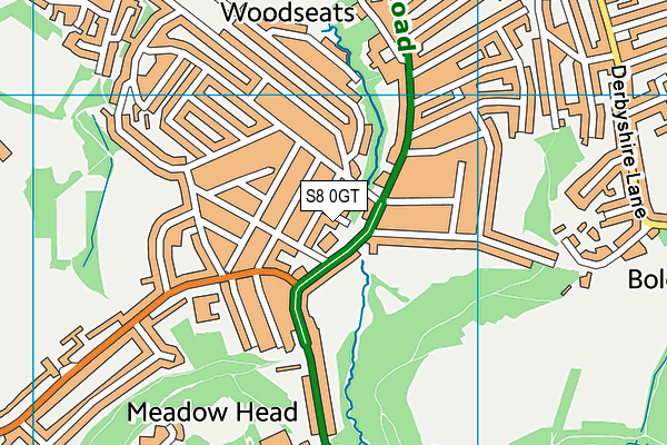 S8 0GT map - OS VectorMap District (Ordnance Survey)