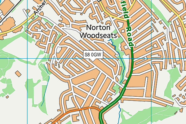 S8 0GW map - OS VectorMap District (Ordnance Survey)