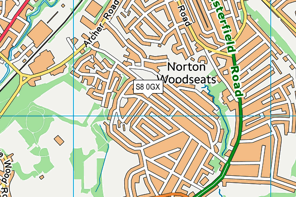 S8 0GX map - OS VectorMap District (Ordnance Survey)