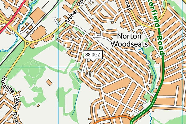 S8 0GZ map - OS VectorMap District (Ordnance Survey)