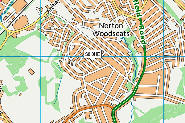 S8 0HE map - OS VectorMap District (Ordnance Survey)