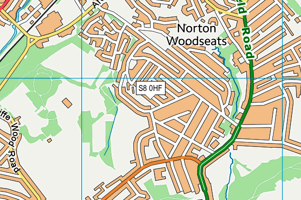 S8 0HF map - OS VectorMap District (Ordnance Survey)