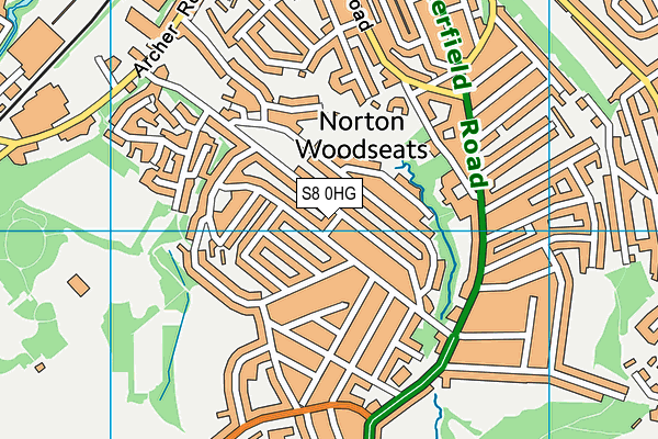 S8 0HG map - OS VectorMap District (Ordnance Survey)