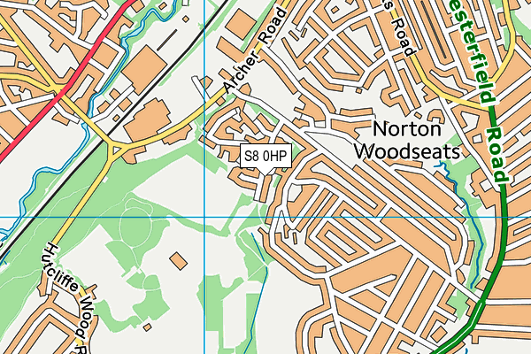 S8 0HP map - OS VectorMap District (Ordnance Survey)