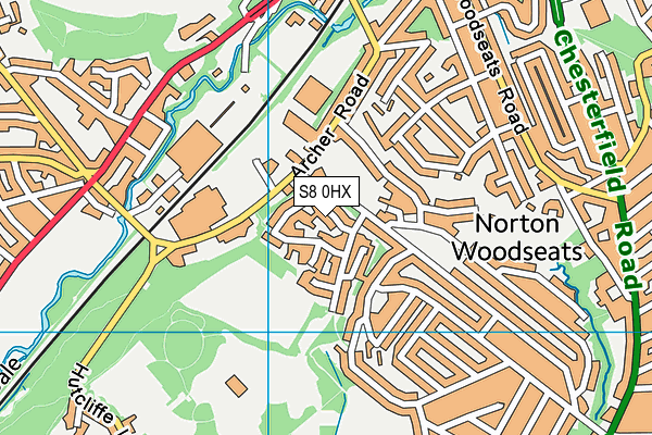 S8 0HX map - OS VectorMap District (Ordnance Survey)