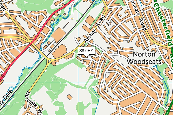 S8 0HY map - OS VectorMap District (Ordnance Survey)
