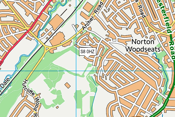 S8 0HZ map - OS VectorMap District (Ordnance Survey)