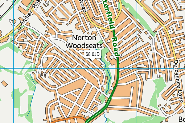 S8 0JD map - OS VectorMap District (Ordnance Survey)