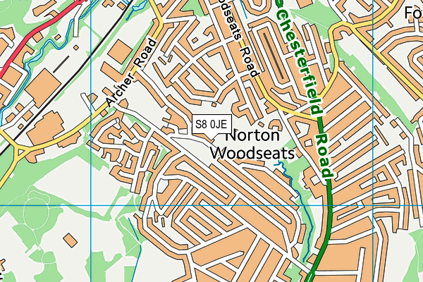 S8 0JE map - OS VectorMap District (Ordnance Survey)