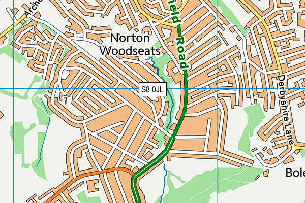 S8 0JL map - OS VectorMap District (Ordnance Survey)