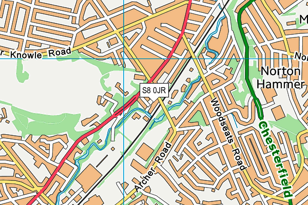 S8 0JR map - OS VectorMap District (Ordnance Survey)