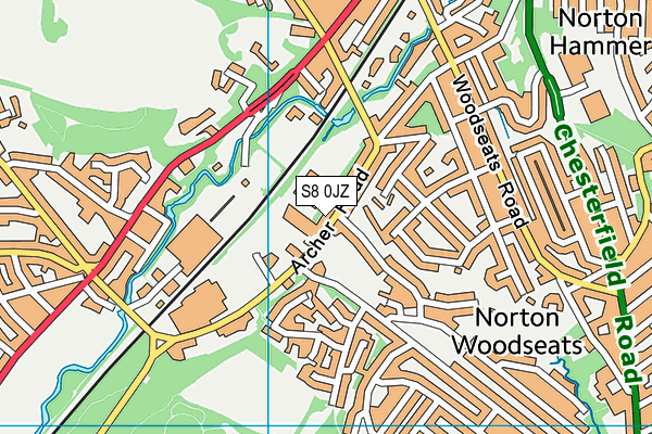 S8 0JZ map - OS VectorMap District (Ordnance Survey)