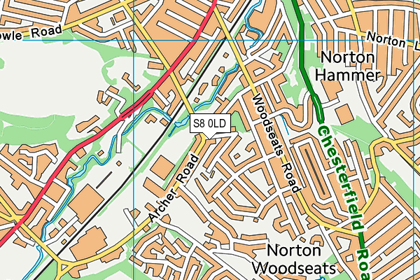 S8 0LD map - OS VectorMap District (Ordnance Survey)