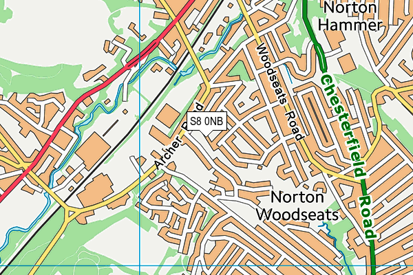 S8 0NB map - OS VectorMap District (Ordnance Survey)