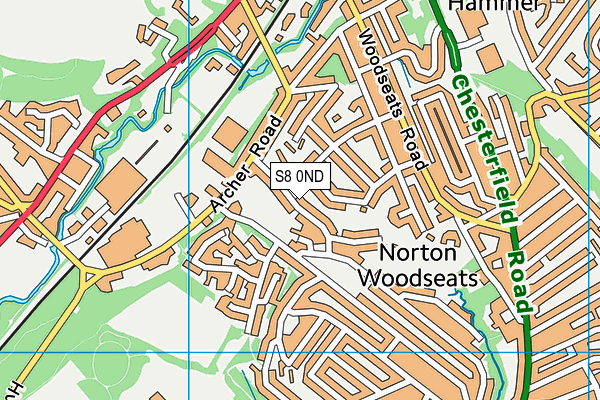 S8 0ND map - OS VectorMap District (Ordnance Survey)