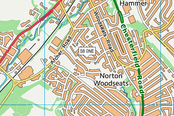 S8 0NE map - OS VectorMap District (Ordnance Survey)