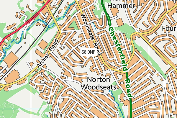 S8 0NF map - OS VectorMap District (Ordnance Survey)