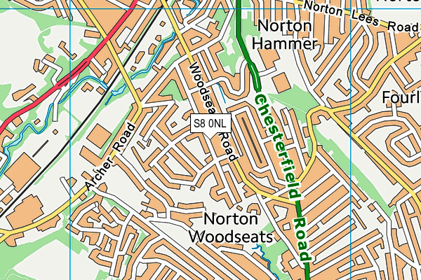 S8 0NL map - OS VectorMap District (Ordnance Survey)